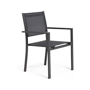 Oviala Business Fauteuil de jardin aluminium et textilène gris