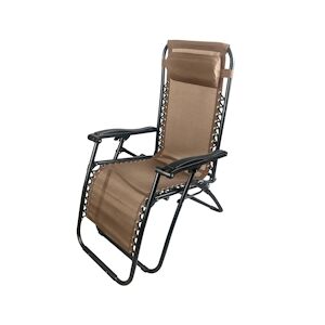 Garden Friend Siesta Chaise longue multipositions châssis acier housse textilène inclinable et réglable marron