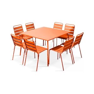 Oviala Business Ensemble table de jardin et 8 chaises en métal orange