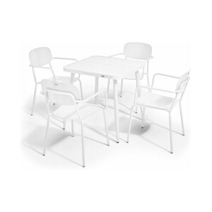 Oviala Business Ensemble table de jardin et 4 fauteuils en aluminium blanc - Oviala