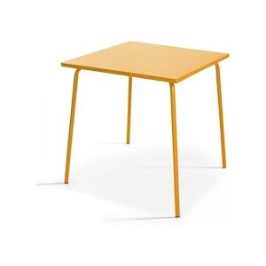 Oviala Business Table de jardin carrée en métal jaune - Oviala