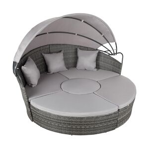 tectake Bain de soleil rond modulable ZANZIBAR - gris -403422