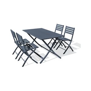 CITY Garden Ensemble repas de jardin 4 places en aluminium gris anthracite - MARIUS