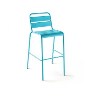Oviala Business Chaise haute de jardin en métal bleu - Oviala