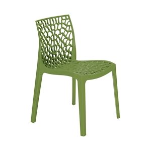 GRANDSOLEIL Chaise Gruvyer en polypropylène de haute qualité coloris vert anis, empilable. Marque Grandsoleil. 52x51x81