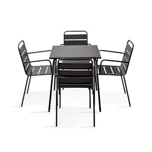 MOB event PRO MobeventPro Table de terrasse carrée L.70 x l.70 x H.72 cm et 4 chaises empilables en acier thermolaqué L.55 x l.55 x H.83 cm - Gris