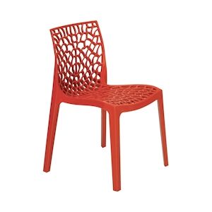 GRANDSOLEIL Chaise Gruvyer en polypropylène de haute qualité coloris rouge, empilable. Marque Grandsoleil. 52x51x81