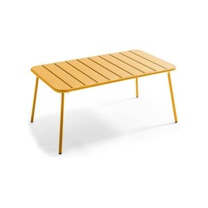 Oviala Business Table basse de terrasse acier jaune 90 x 50 cm