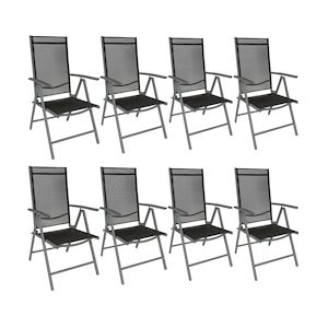 tectake Lot de 8 chaises de jardin pliantes en aluminium - noir/anthracite -404367