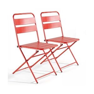 Oviala Business Lot de 2 chaises de terrasse pliantes en métal rouge