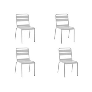 Lot de 4 chaises de jardin - Acier - Gris AUCUNE