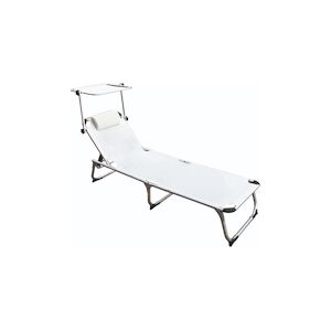 Garden Friend Bain de soleil pliant Mykonos châssis en aluminium housse en textilène avec toit solaire inclinable Blanc - Publicité