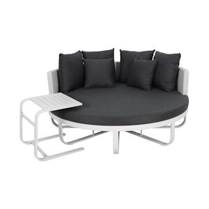 Metro Professional Canapé d'extérieur BAIN DE SOLEIL ASTRAL, rotin PE / aluminium, Ø 160 x 70 cm, avec table basse, gris / blanc - Publicité