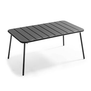 Oviala Business Table basse de terrasse acier gris anthracite 90 x 50 cm - Publicité
