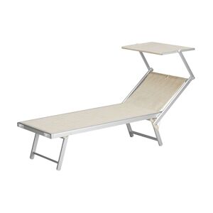 Garden Friend Bain de soleil Deluxe structure en aluminium housse en textilène dimensions h38x186x61 cm beige mélange - Publicité