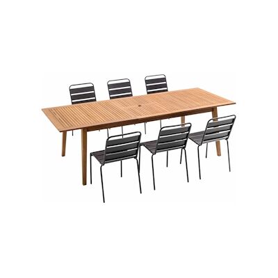 Oviala Business Table de jardin en bois extensible et 6