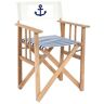 Fauteuil pliable réalisateur en eucalyptus rayé bleu et blanc ancre marine Lona