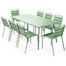 Oviala Business Ensemble table de terrasse et 8 chaises en métal vert cactus  - Oviala