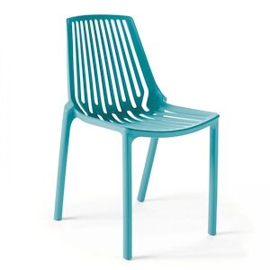 Oviala Business Chaise de jardin ajourée en plastique bleu -