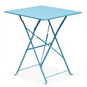 Oviala Business Table de jardin pliante bistrot en acier bleu