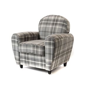 AMADEUS Fauteuil club Tartan gris - Tissu Amadeus 85x78 cm