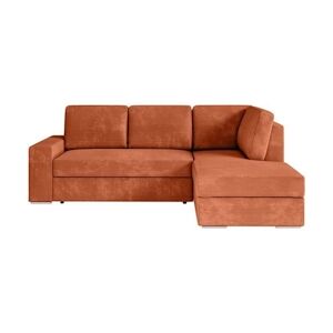 Canapé d'angle droit convertible ARTEMIS 4 places - Velours côtelé terracotta - L246 x P174 x H96 cm LOUNGITUDE