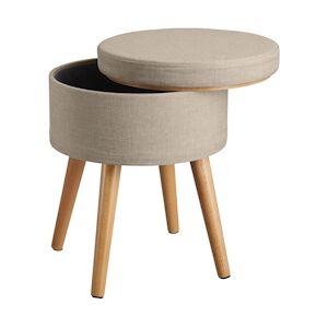 tectake Tabouret avec coffre de rangement YARA aspect lin transformable - sable -403972