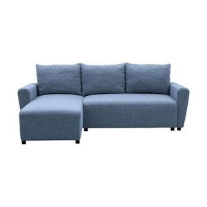 Canapé d'angle convertible 3-4 places STEWART - Tissu bleu - L224 x H85 x P155 cm AUCUNE