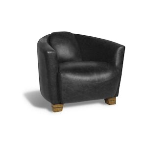 NOW'S HOME - Fauteuil En Cuir De Vache Noir 81x85x67cm Porok