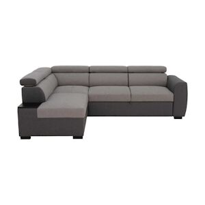 Canapé d'angle convertible 4 places KELIO - Tissu anthracite/gris - L 245 x P 184 x H 77 cm AUCUNE