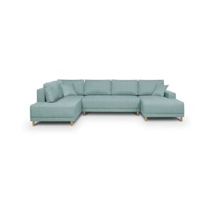 Canapé d'angle panoramique convertible JAKOB - 7 places - Bleu gris - Scandinave - L318 x H78 x P194 cm AUCUNE