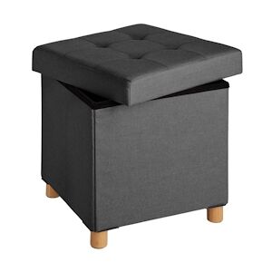 tectake Pouf coffre de rangement pliable ALEA - gris foncé -403973