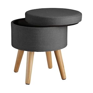 tectake Tabouret avec coffre de rangement aspect lin YUMI 150 kg - gris foncé -403967