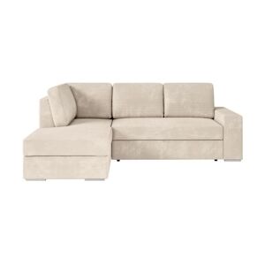 Canapé d'angle gauche convertible ARTEMIS 4 places - Velours côtelé beige - L246 x P174 x H96 cm LOUNGITUDE