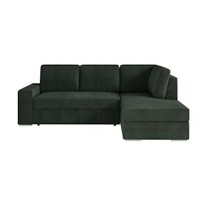 Canapé d'angle droit convertible ARTEMIS 4 places - Velours côtelé vert foncé - L246 x P174 x H96 cm LOUNGITUDE