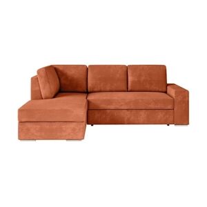 Canapé d'angle gauche convertible ARTEMIS 4 places - Velours côtelé terracotta - L246 x P174 x H96 cm LOUNGITUDE