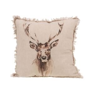 AMADEUS Coussin Cerf en Lin 45x45 cm - Beige Carré Tissu Amadeus 45x8 cm