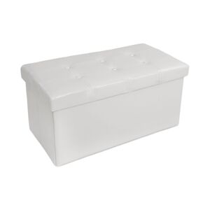 tectake Banc coffre de rangement pliable grand aspect cuir 80x40x40cm - blanc -400868