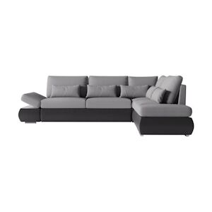 Canapé d'angle réversible convertible SEVARA 4 places - PU et tissu Gris - Coffre de rangement - L267 x P200 x H90 cm LOUNGITUDE