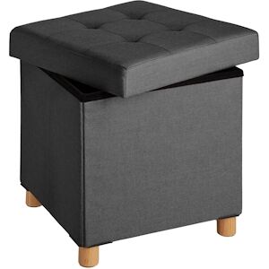 tectake Pouf coffre de rangement pliable ALEA - gris fonce -403973