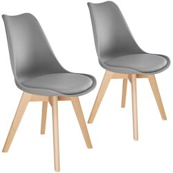 tectake 2 Chaises de Salle à Manger FRÉDÉRIQUE Style Scandinave Pieds en Bois Massif Design Moderne - gris -403812