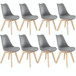 tectake 8 Chaises de Salle à Manger FRÉDÉRIQUE Style Scandinave Pieds en Bois Massif Design Moderne - gris -403987