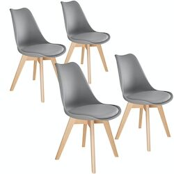 tectake 4 Chaises de Salle à Manger FRÉDÉRIQUE Style Scandinave Pieds en Bois Massif Design Moderne - gris -403815