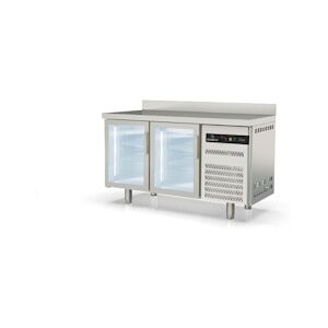 CORECO Meuble Snack 600 - 2 Portes Vitrees - -2/+8 - 1495X600X850 - Interieur Et Exterieur Inox Aisi 304 TSRV-150-S