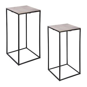 Set de 2 sellettes carrees or  38x74 et 30x64 cm -  Carre Metal Table Passion 38x38 cm