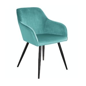 Tectake Chaise MARILYN Effet Velours Style Scandinave - turquoise/noir