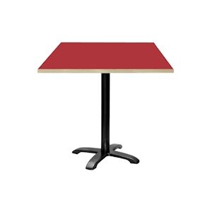 Restootab - Table 70x70cm - modèle Bazila rouge chants bois