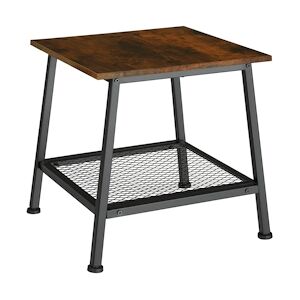 tectake Table d’appoint BEDFORD 45,5x45x47cm - Bois foncé industriel, rustique -404267