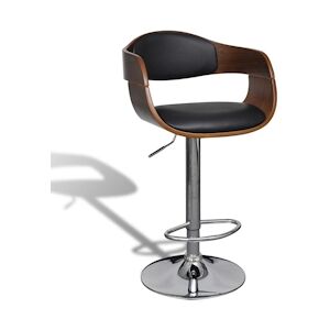 HELLOSHOP26 tabouret de bar cuir synthétique hauteur réglable luxe bois et cuir