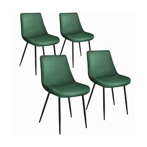 tectake Lot de 4 chaises de salle à manger Monroe aspect velours - vert foncé -404930